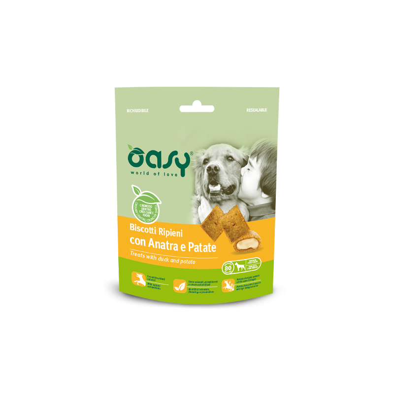 OASY DOG BISCOTTI RIPIENI CON ANATRA E PATATE GR 80