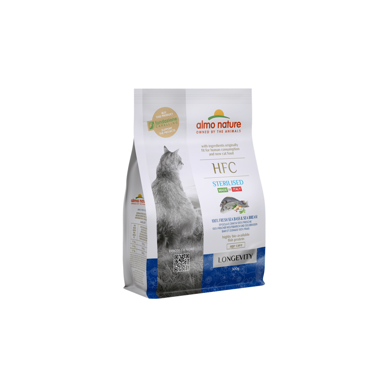 almo cat hfc sterilised longevity spigola e orata 300 gr Age care