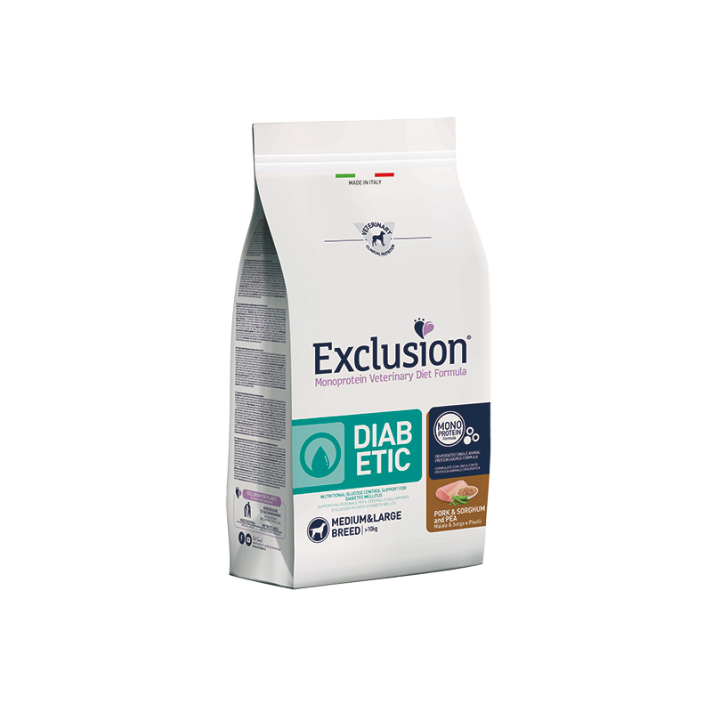 Exclusion dog diet diabetic Maiale e piselli kg 12 medium large