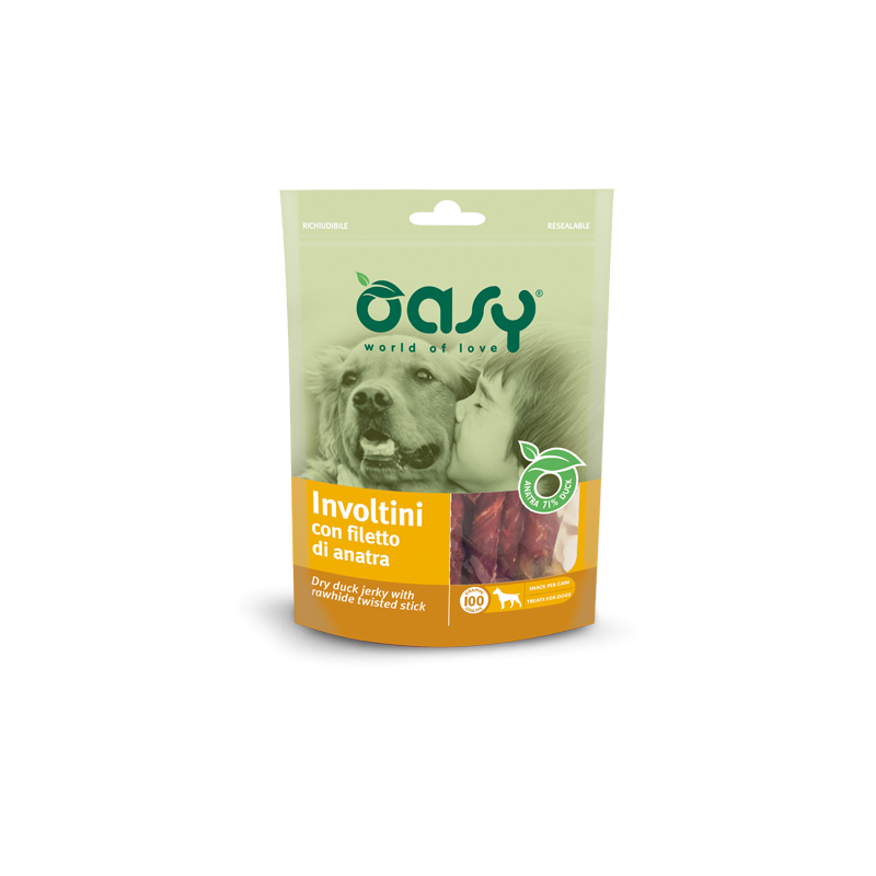 oasy dog involtini con filetto di anatra gr 100