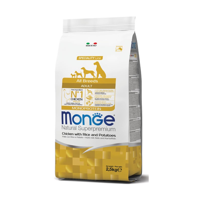 Monge dog adult all breeds pollo riso e patate kg 2,5