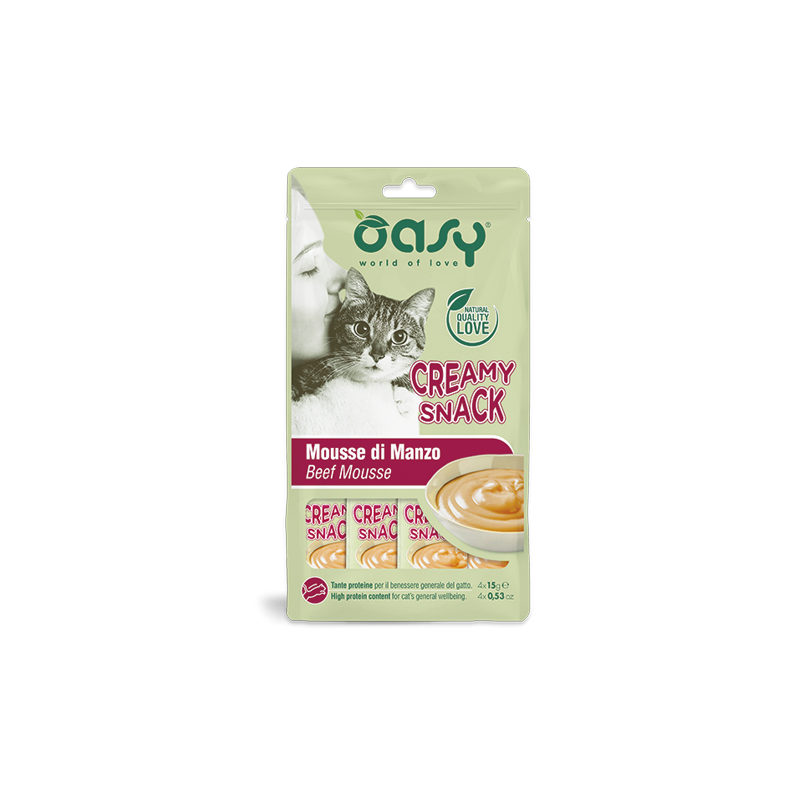 Oasy cat creamy snack mousse di manzo 4x15 gr