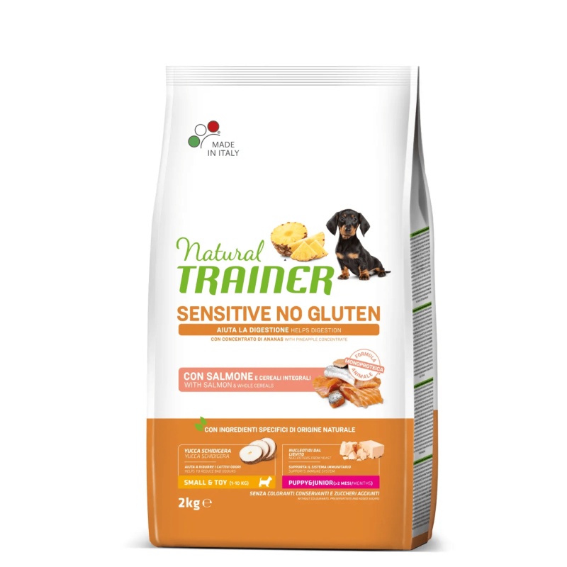 Natural trainer dog puppy sensitive small&toy con salmone gr 800