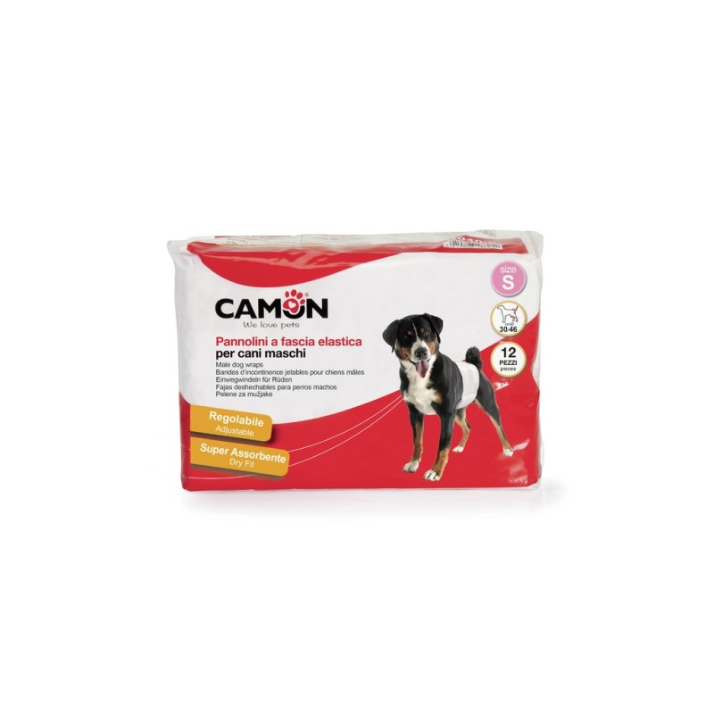 Pannolini a fascia elastica per cani maschi small da cm 30 a cm 46 camon