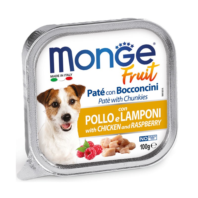 Monge dog fruit pollo con lamponi gr 100 vaschetta