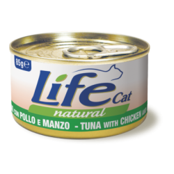 LIFE CAT 85 GR TONNO CON POLLO E MANZO 