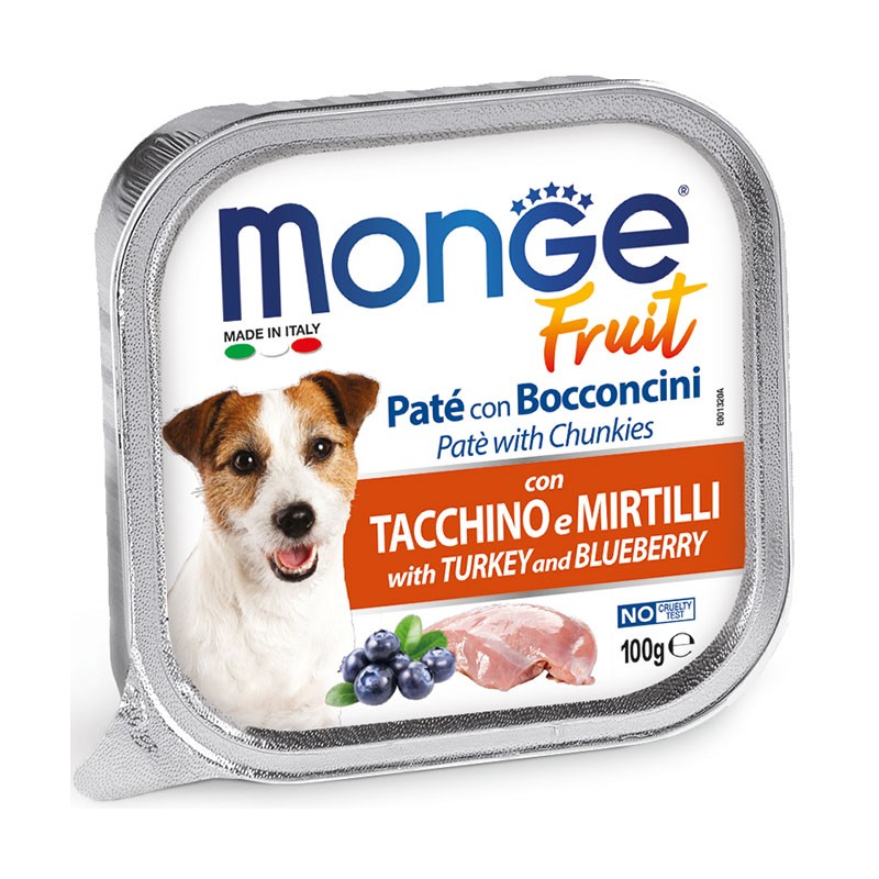 Monge dog fruit pate' tacchino e mirtilli gr 100