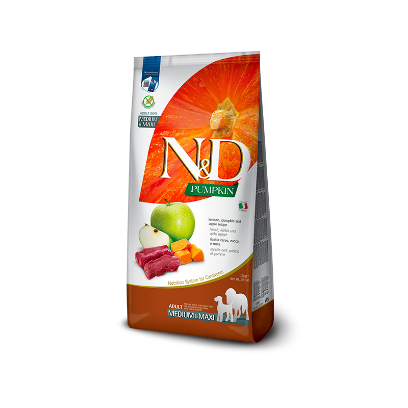 N&D dog adult med&maxi pumpkin cervo zucca e mela kg 12 