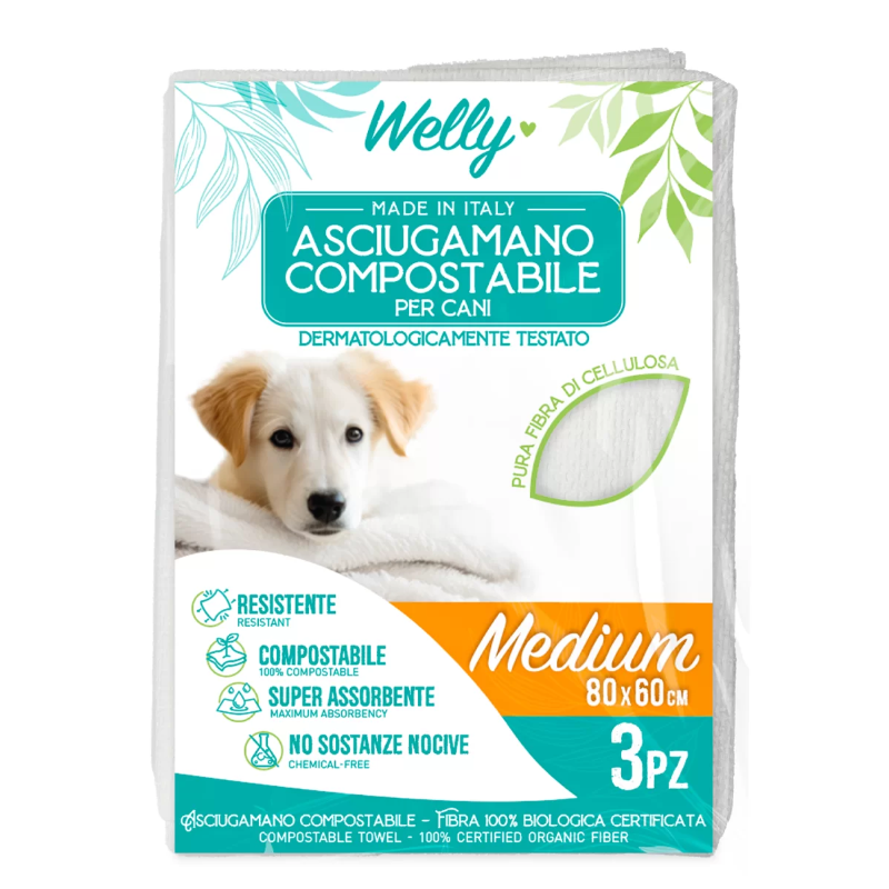 Asciugamano compostabile per cani 80x60 pz 3