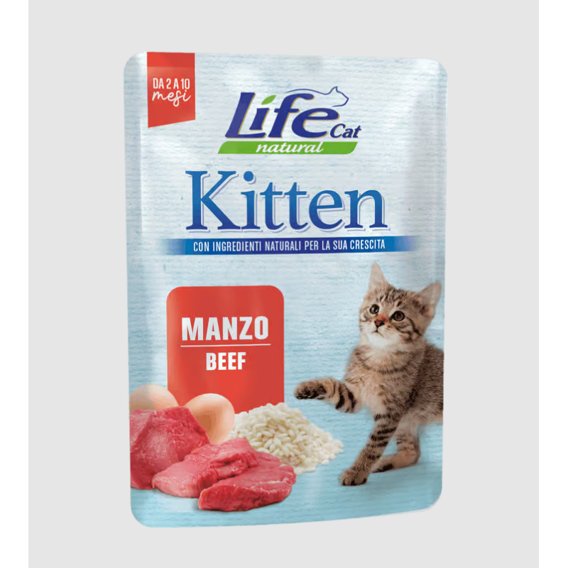 Life cat natural bustina kitten manzo gr 70