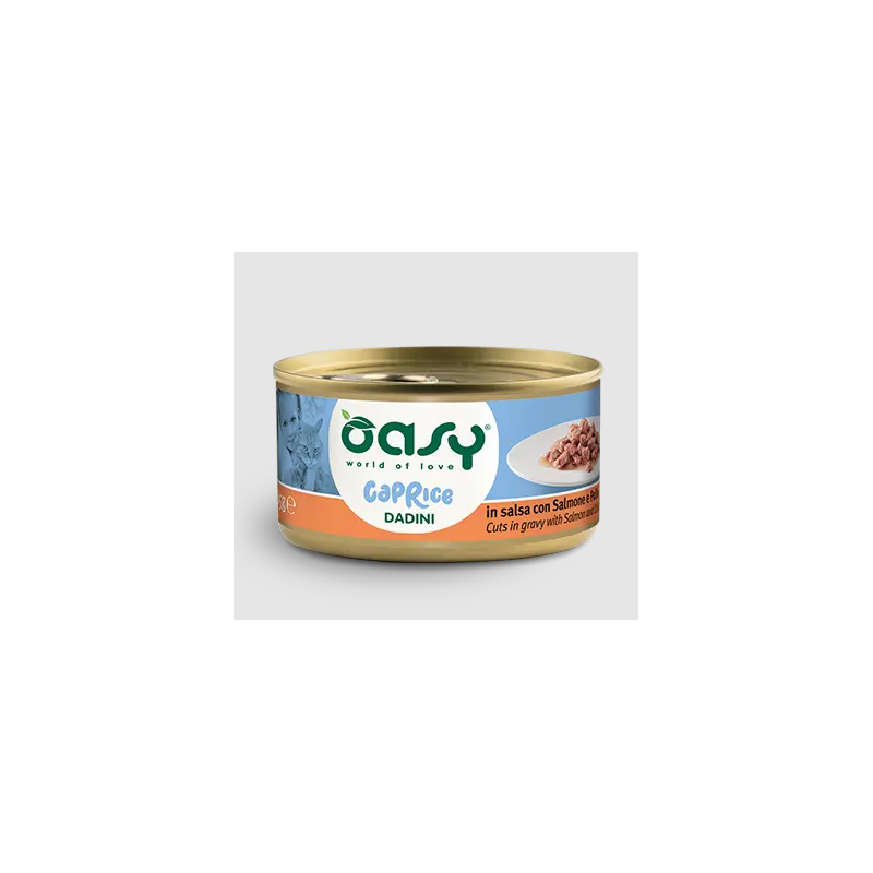 Oasy cat caprice dadini in salsa con salmone e pollo gr 85