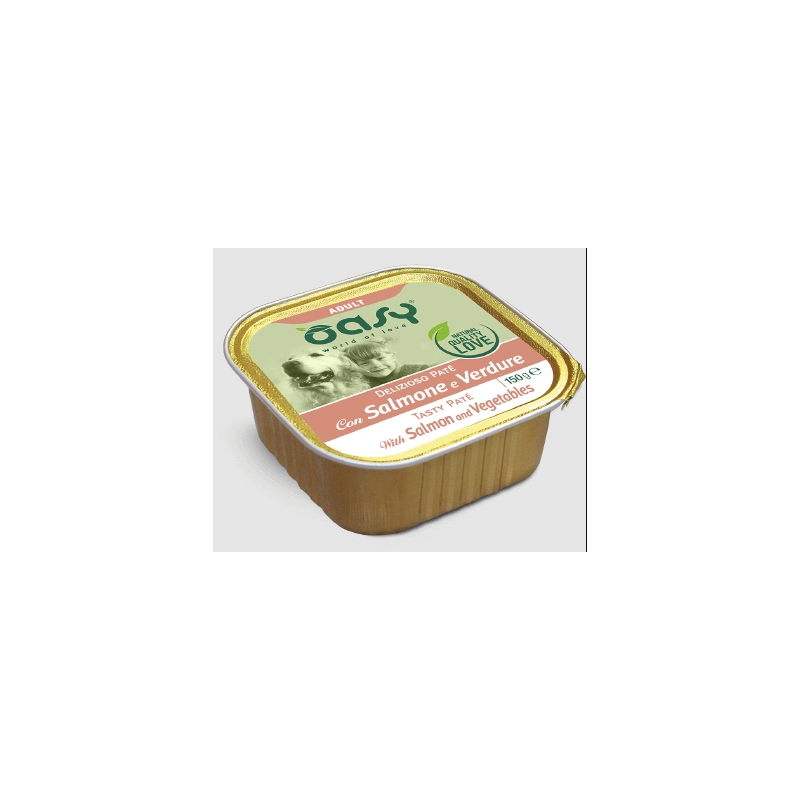 Oasy dog pate' salmone e verdure gr 150 vaschetta