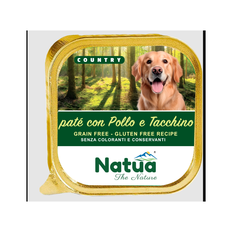 Natua dog pate' con pollo e tacchino gr 300 vaschetta