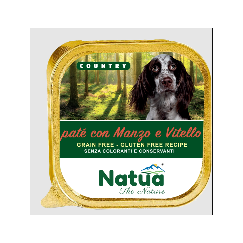 Natua dog pate' con manzo e vitello gr 300 vaschetta