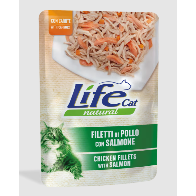 Life cat filetti di pollo con salmone gr 70 bustina