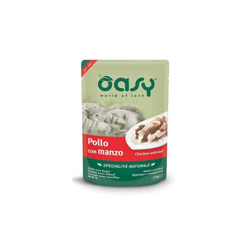 Oasy cat pollo con manzo bustina gr 70