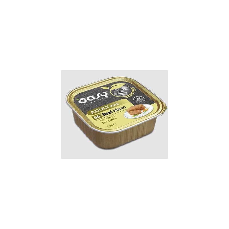 Oasy cat adult pate' manzo gr 85 vaschetta grain free