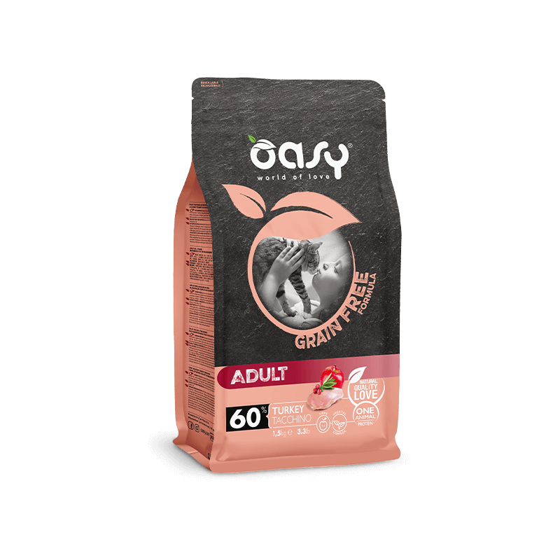 Oasy cat adult tacchino kg 1,5 croccantino Grain free