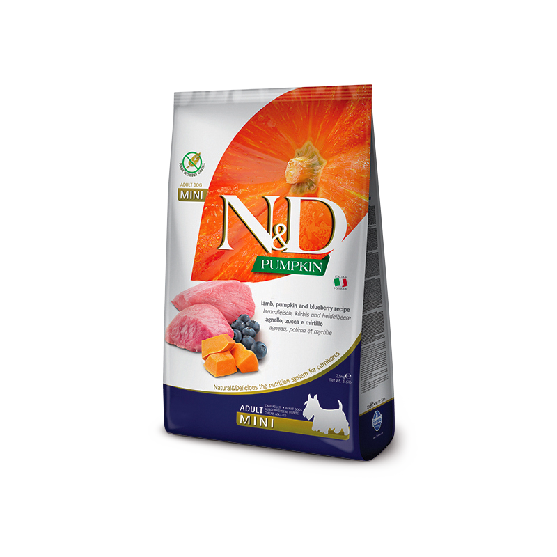 N&D DOG PUMPKIN FORMULA ADULT MINI AGNELLO ZUCCA E MIRTILLO KG 2,5