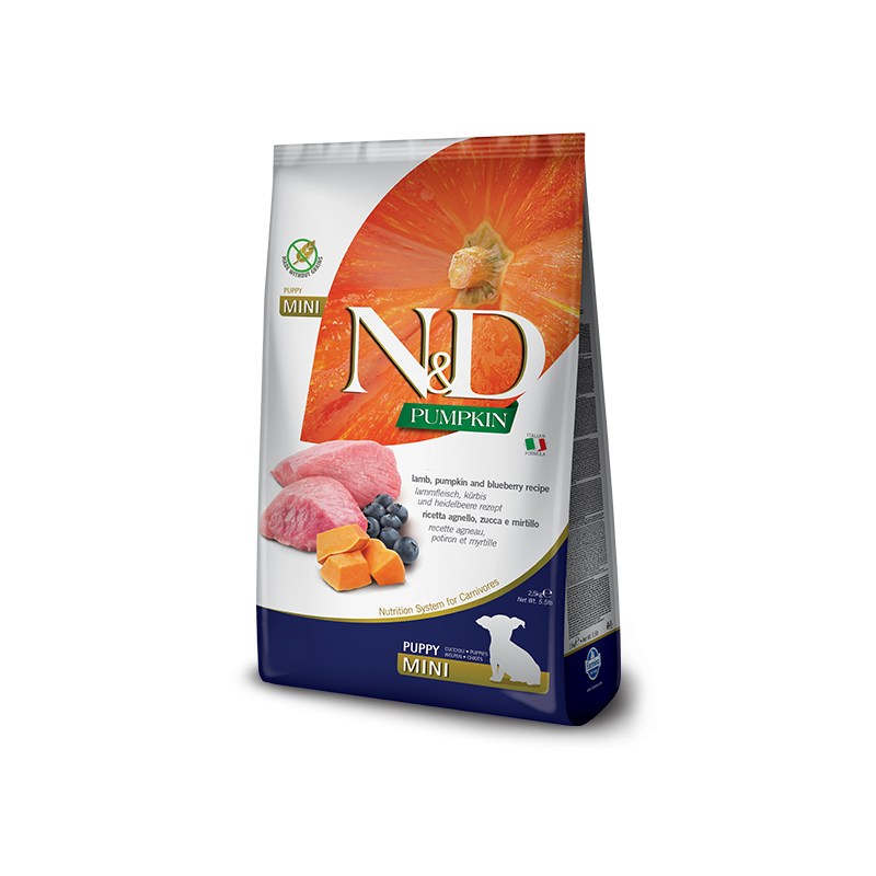 N&D dog PUMPKIN FORMULA DOG PUPPY MINI AGNELLO KG 2,5 ZUCCA E MIRTILLO