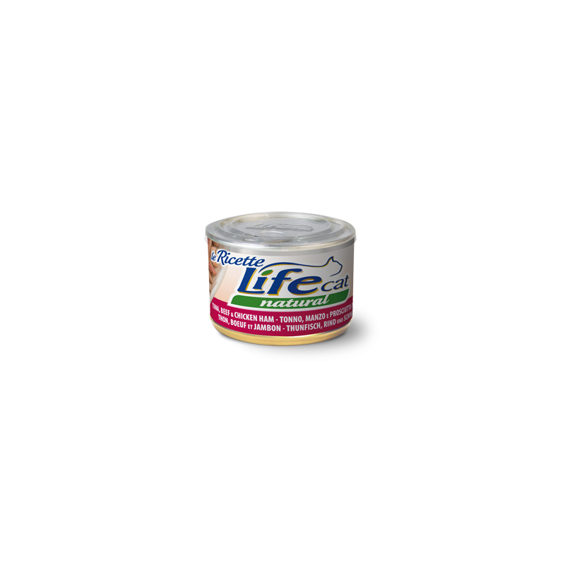 LIFE CAT 150 GR TONNO MANZO E PROSCIUTTO DI POLLO