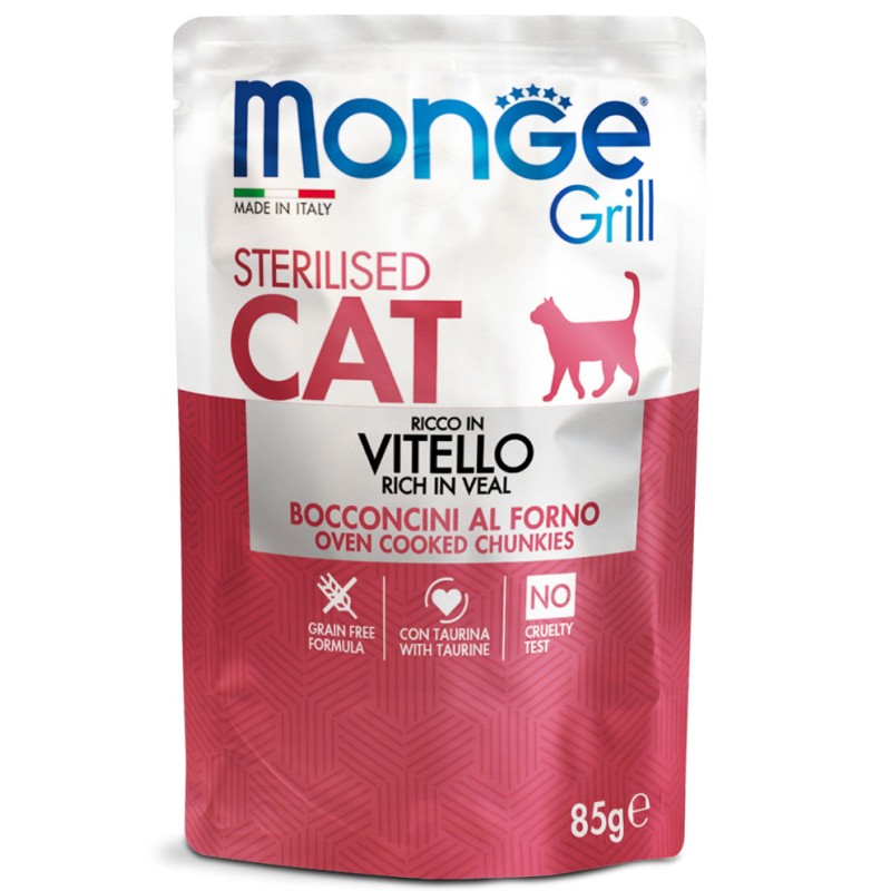 MONGE GATTO GRILL BUSTE STERILIZZATO VITELLO GR 85