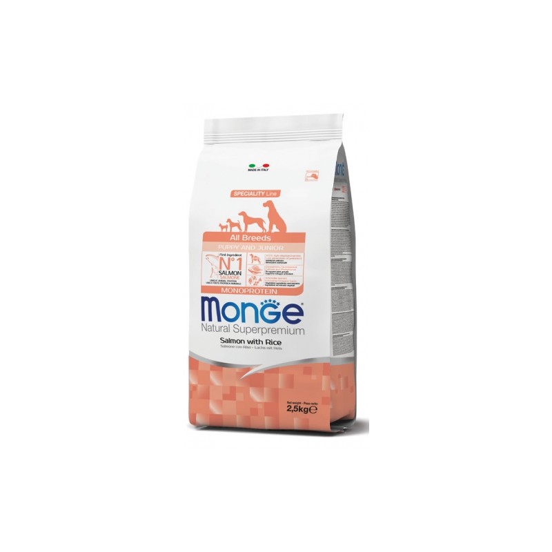 Monge dog puppy mini con salmone e riso kg 2,5