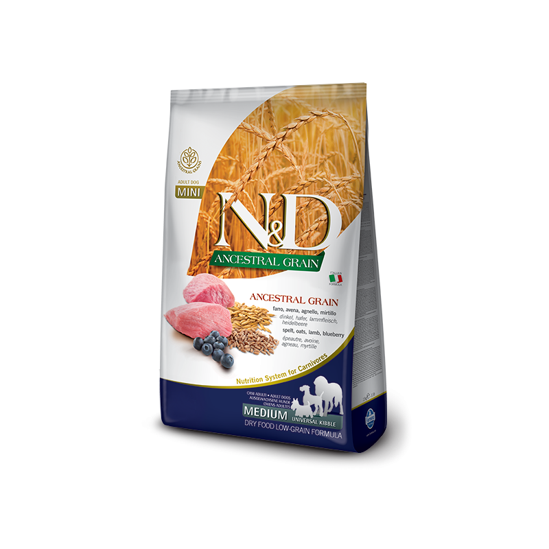 N&D dog LOW GRAIN ADULT MEDIUM MAXI KG 2,5 AGNELLO FARRO AVENA E MIRTILLO