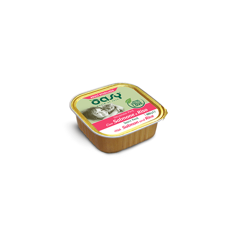 OASY CAT VASCHETTA STERILISED SALMONE E RISO GR 100