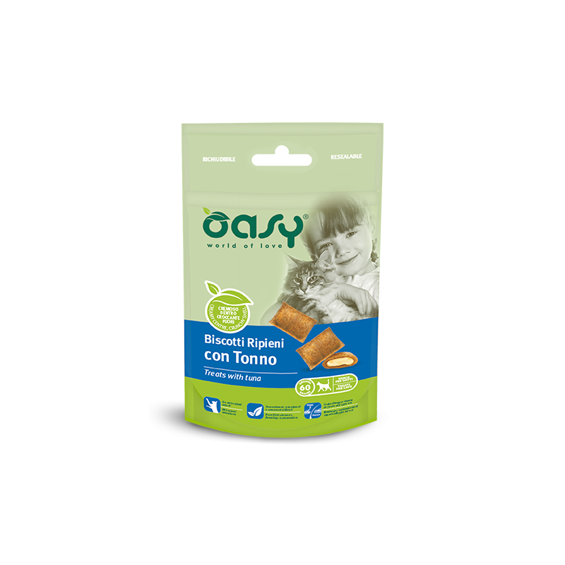 OASY CAT BISCOTTI RIPIENI CON TONNO GR 60