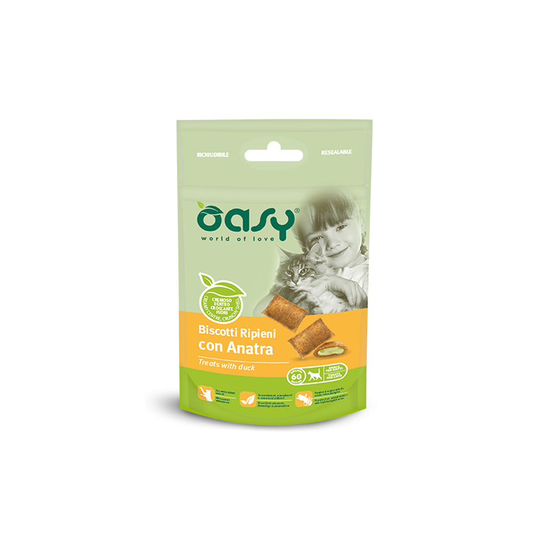 OASY CAT BISCOTTO RIPIENI CON ANATRA  60 GR