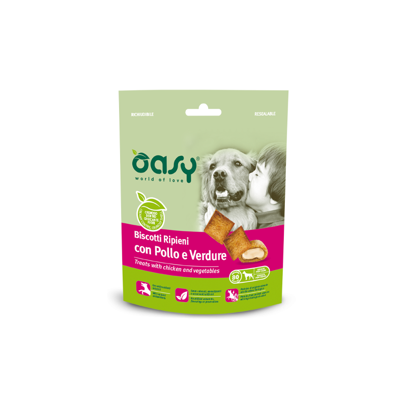 OASY DOG BISCOTTI RIPIENI CON POLLO E VERDURE GR 80