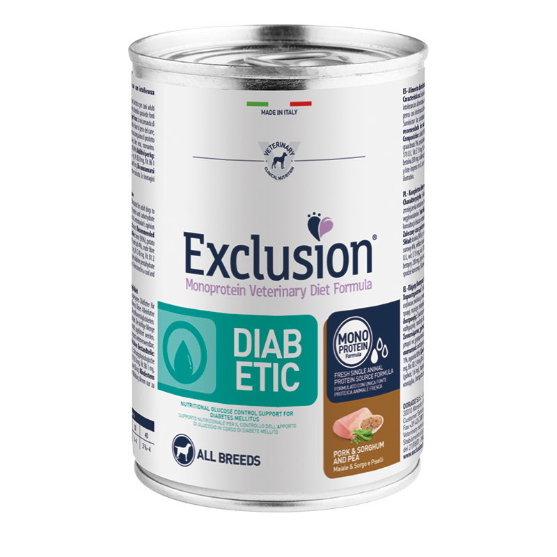 Exclusion Dog DIABETIC 400 GR SCATOLETTA MAIALE