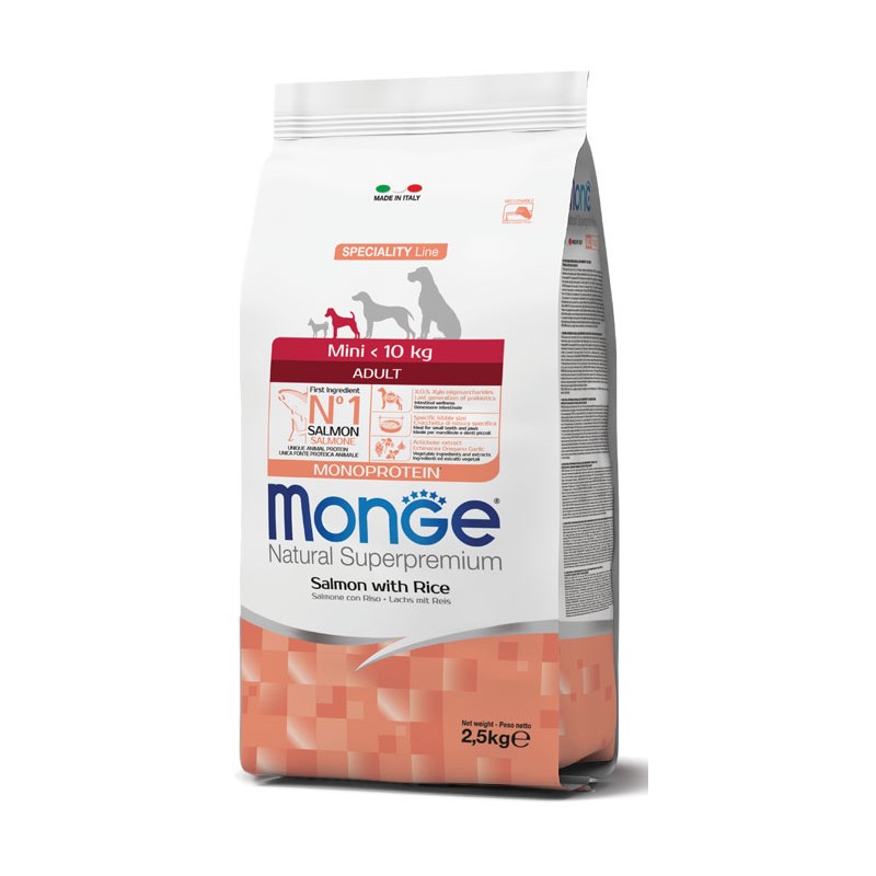 MONGE DOG MINI ADULT SALMONE & RISO GR 800